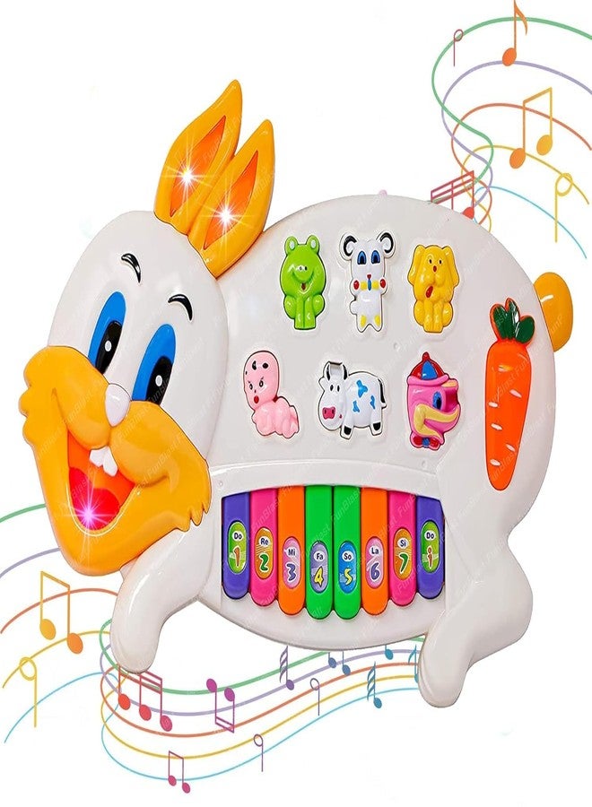 MVM Enterprise Musical Piano for Kids with Flashing Lights - Rabbit Piano Toys with 15 Keys and 3 Modes Melodious Sounds, Musical Toys for 3+ Years Old Kids, Early Development Musical Toy (Rabbit) - Image 2